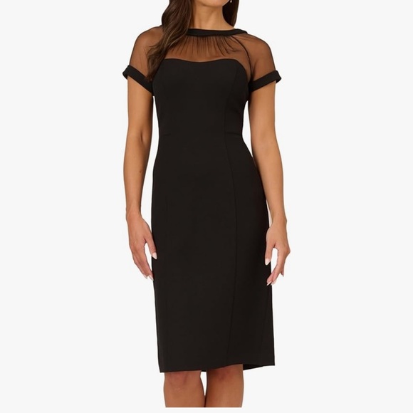 Adrianna Pappell women’s Illusion crepe Sheath Dress NWT size 16 black - Picture 1 of 14